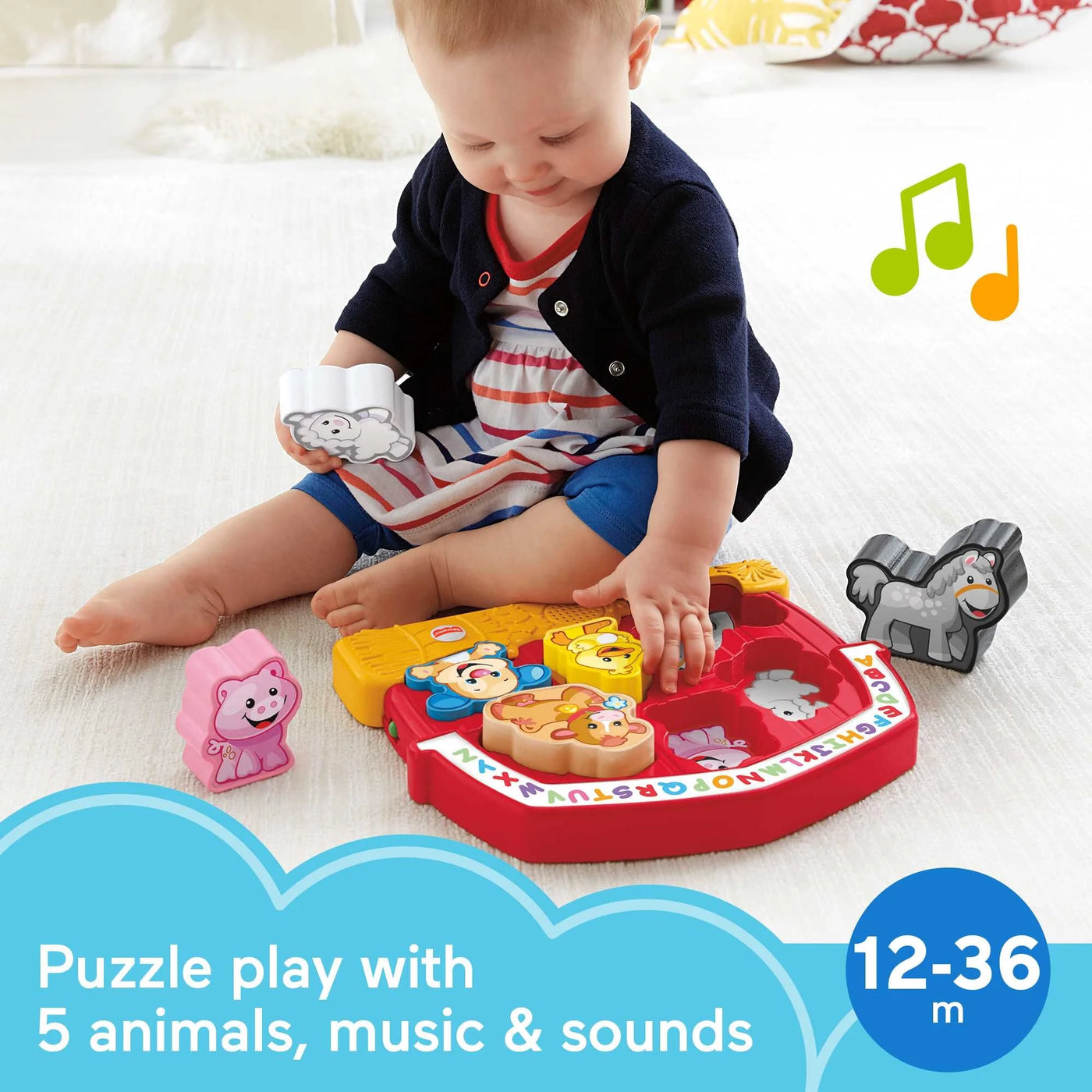 Fisher-Price Laugh & Learn Farm Animal Puzzle Shape Sorting Baby Toy (Ages 1-3yr)