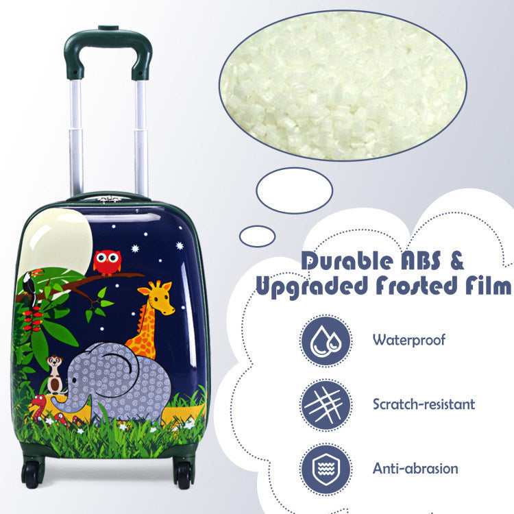2 Pieces 12 Inch 16 Inch Kids Luggage Set with Backpack and Suitcase
