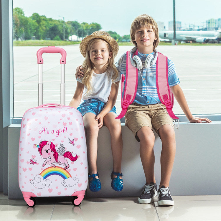2 Pieces 12 Inch 16 Inch Kids Luggage Set with Backpack and Suitcase