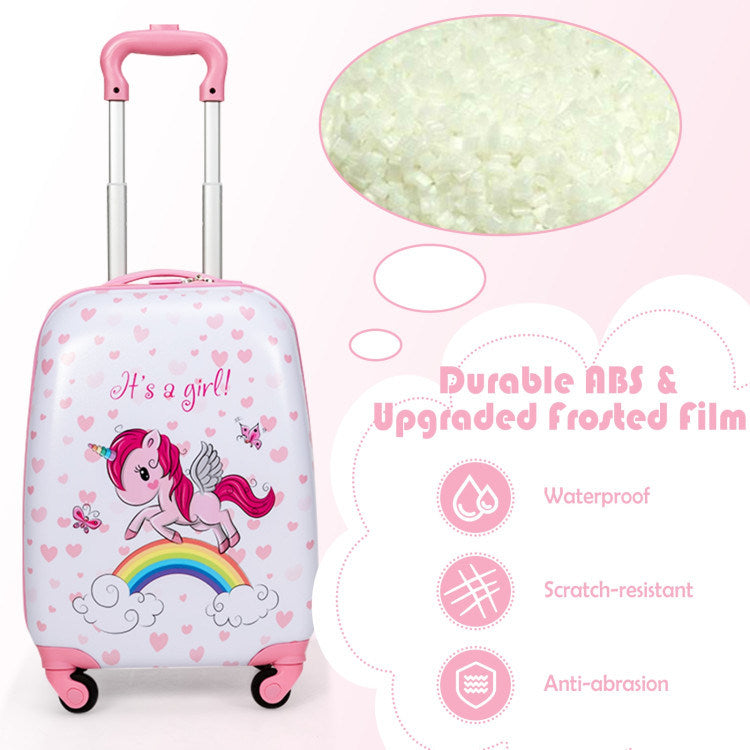 2 Pieces 12 Inch 16 Inch Kids Luggage Set with Backpack and Suitcase