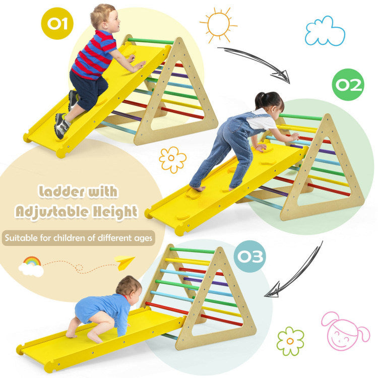 3 in 1 Wooden Set of 2 Triangle Climber with Ramp for Slid