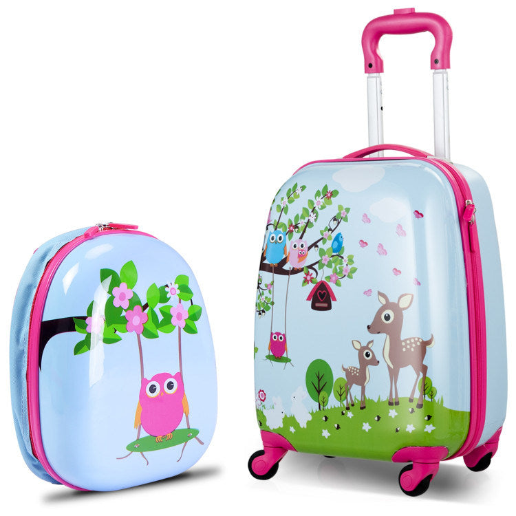 2 Pieces 12 Inch 16 Inch Kids Luggage Set with Backpack and Suitcase