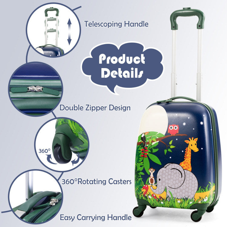 2 Pieces 12 Inch 16 Inch Kids Luggage Set with Backpack and Suitcase