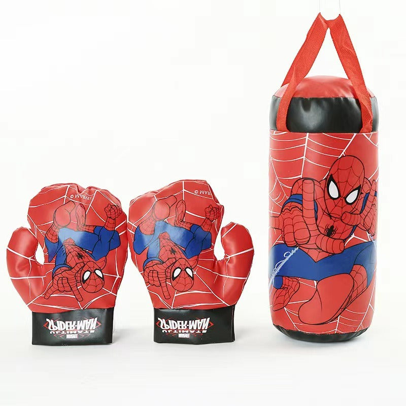 Kids Boxing Glove With Punching Bag Spiderman Toys Super Hero Spider Man Gloves For Boys Girls
